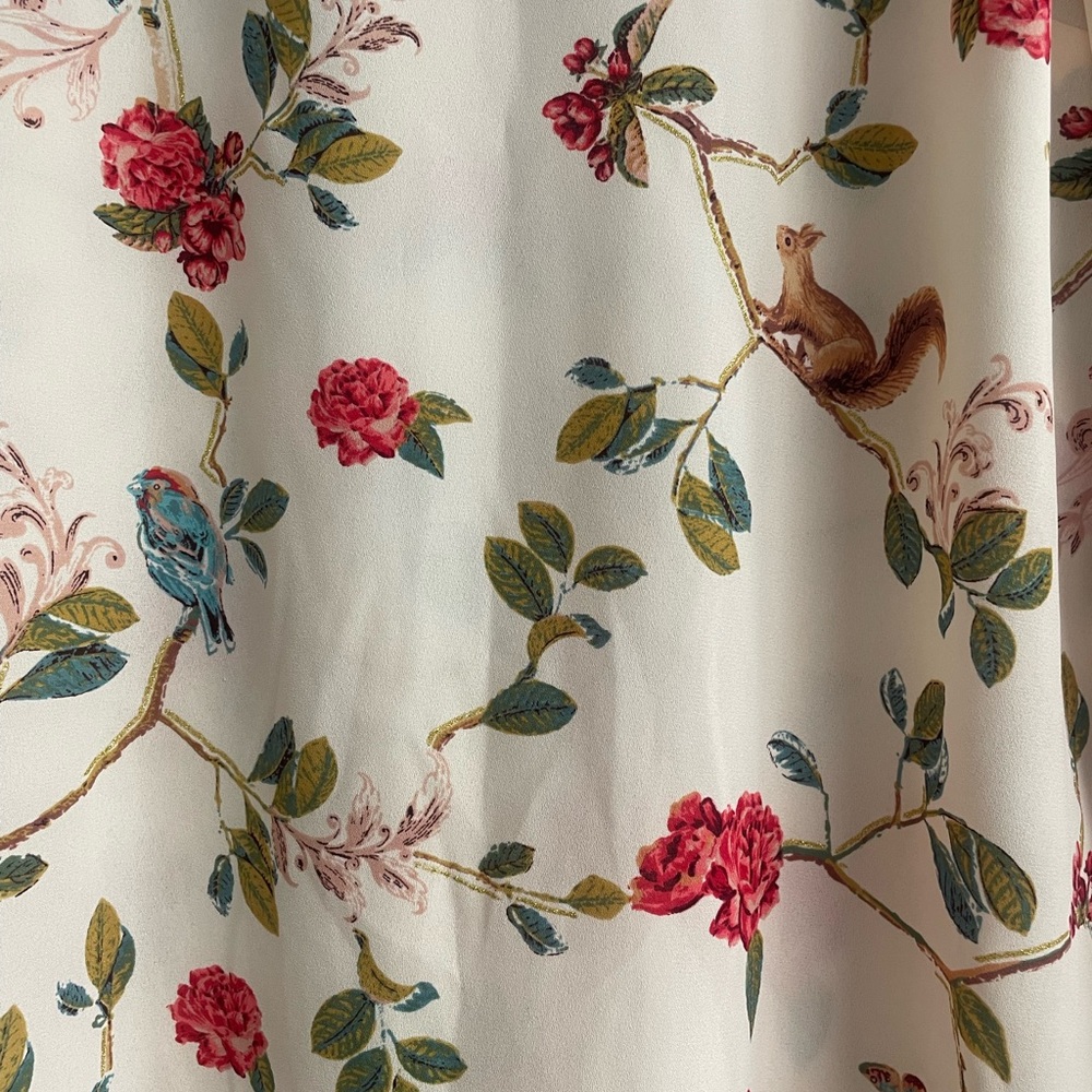 LC Lauren Conrad + Disney Cream Blouse with Pink Floral & Blue Bird Print - Picture 3 of 7